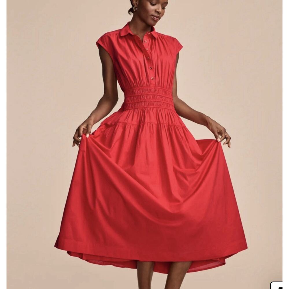 Lucky Brand Red Midi Shirtdress